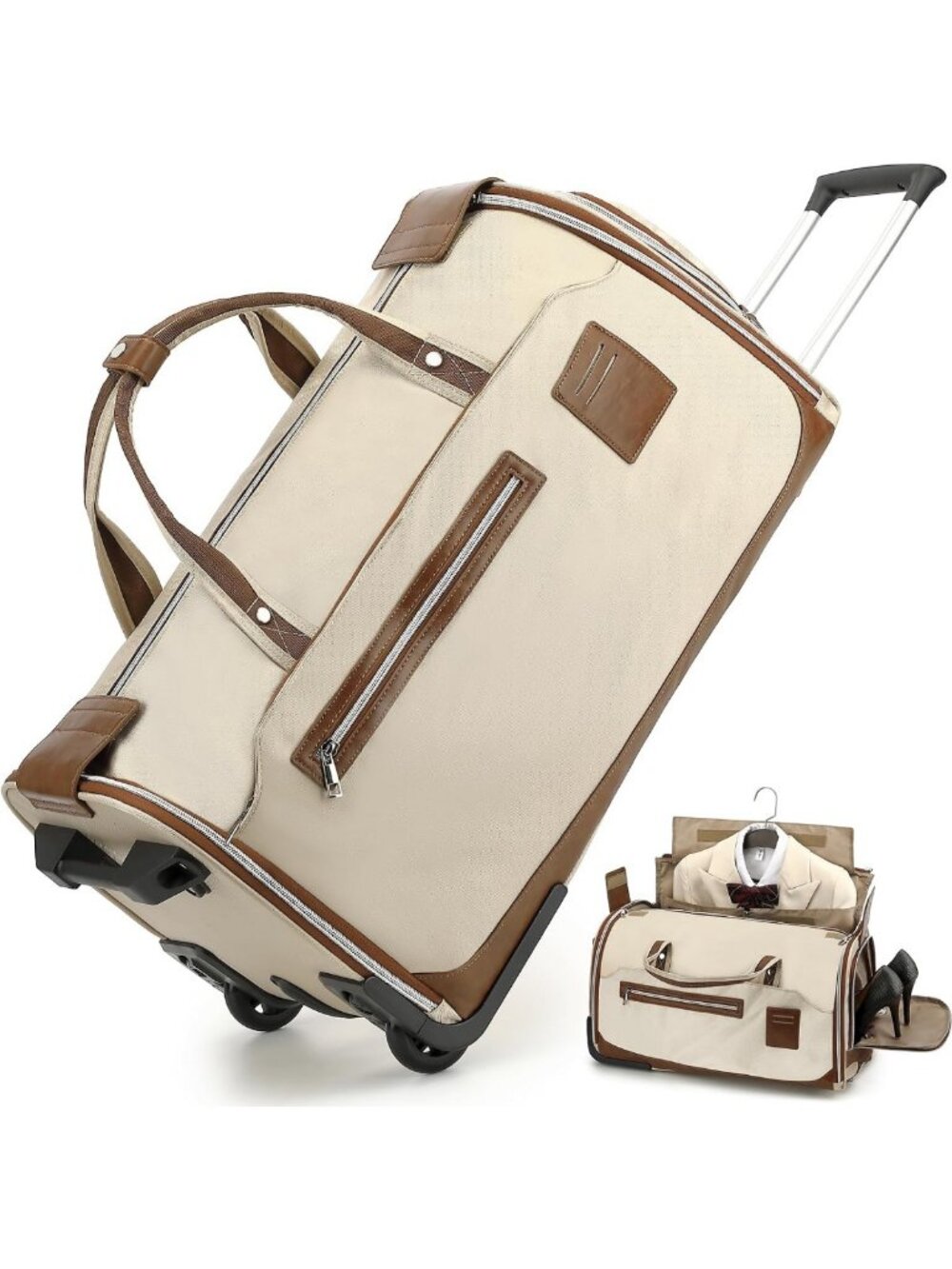 Travel Rolling Garment Bag with Wheels, 55L Duffle Suit Bag for Men & Women